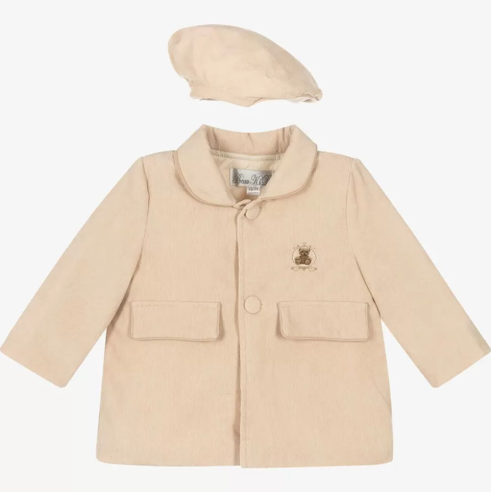 Beau KiD Beige Corduroy Coat & Hat Set^BOY Coats & Jackets | Coats & Jackets