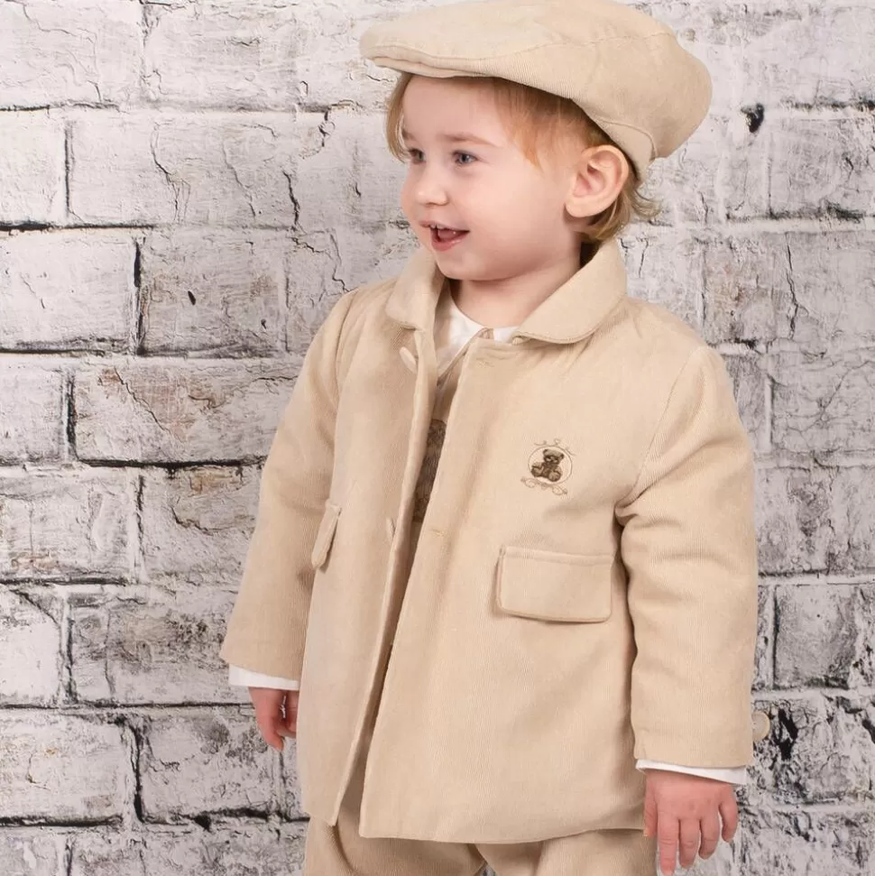 Beau KiD Beige Corduroy Coat & Hat Set^BOY Coats & Jackets | Coats & Jackets