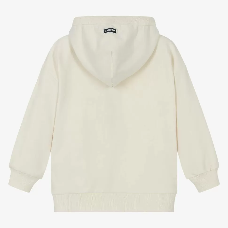 DKNY Beige Cotton Hooded Zip-Up Top^BOY Tops