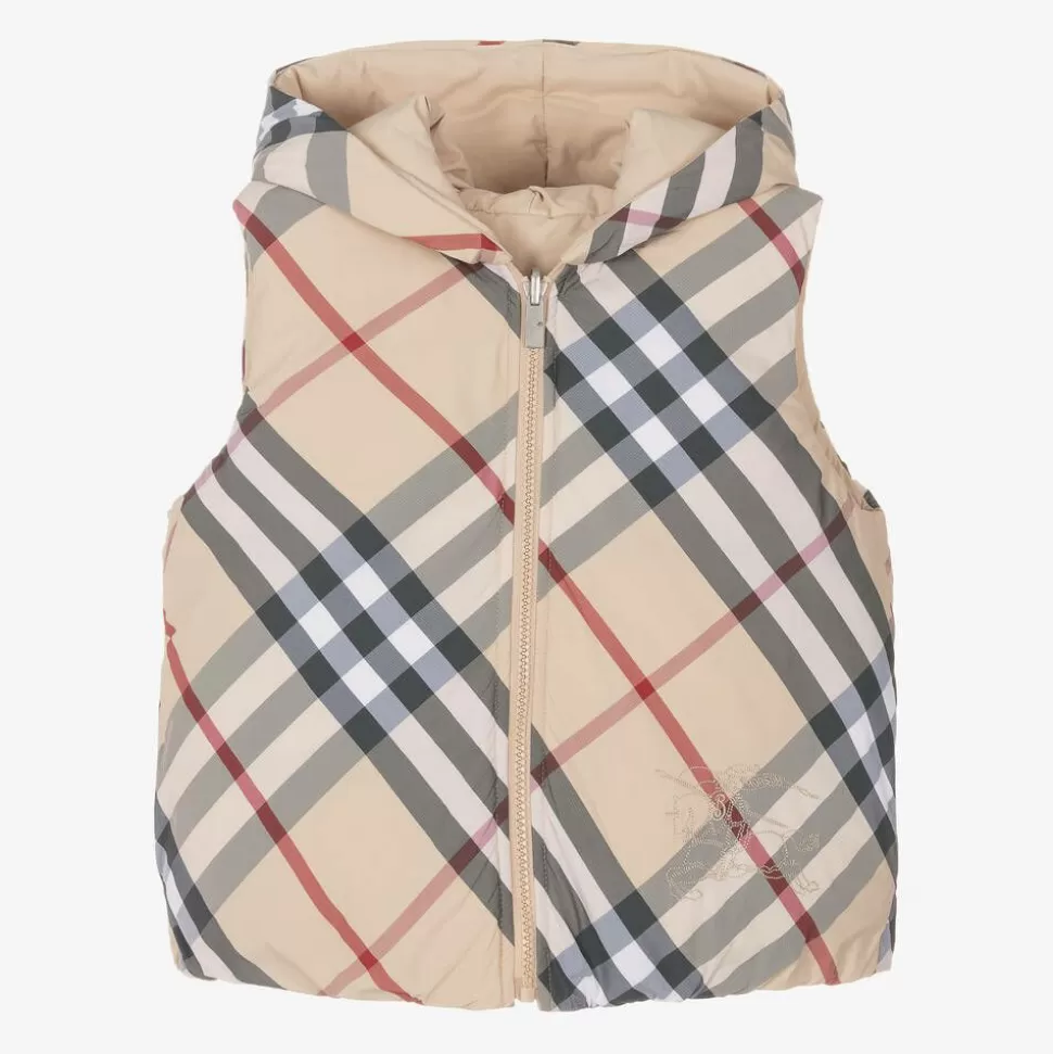 Burberry Beige Down Padded Reversible Gilet^ Coats & Jackets
