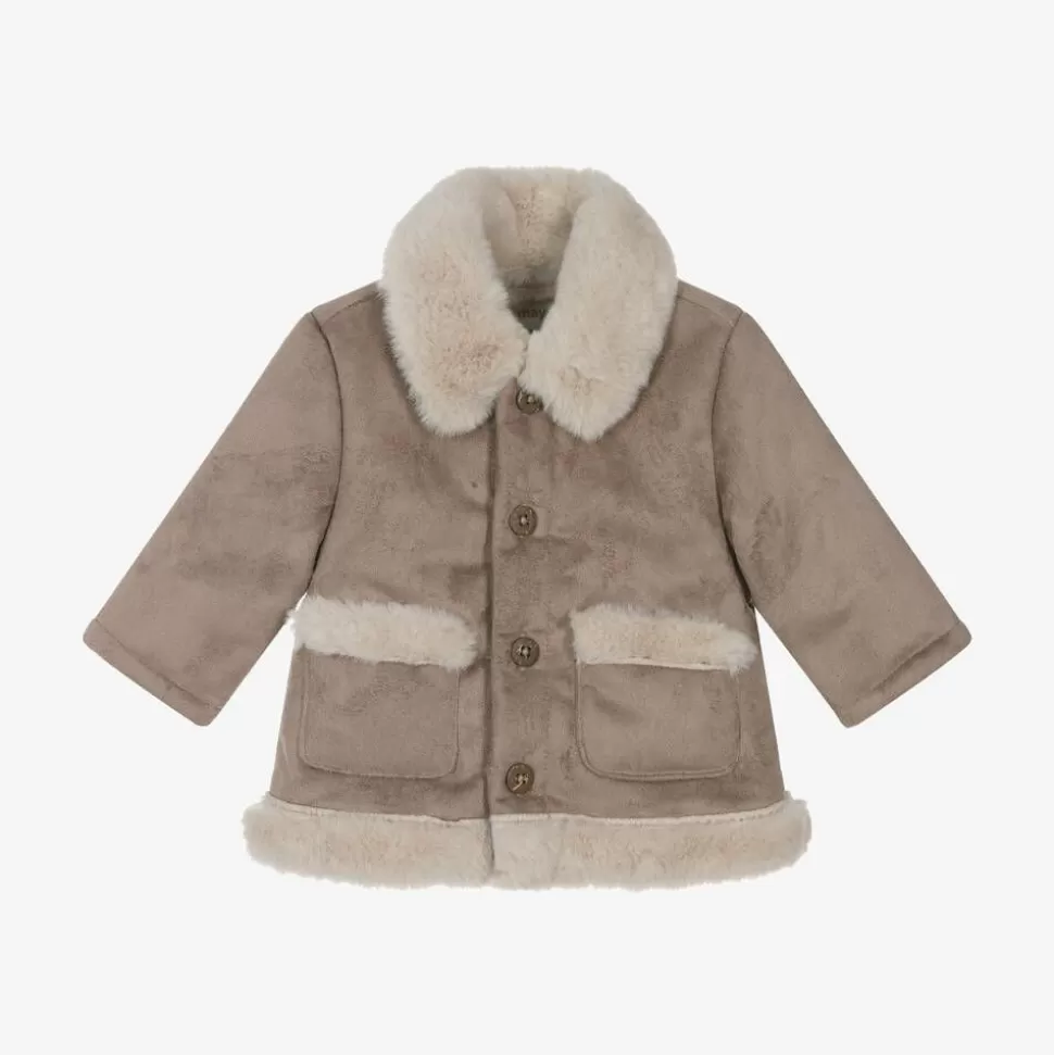 Mayoral Newborn Beige Faux Suede Baby Coat^ Coats & Jackets