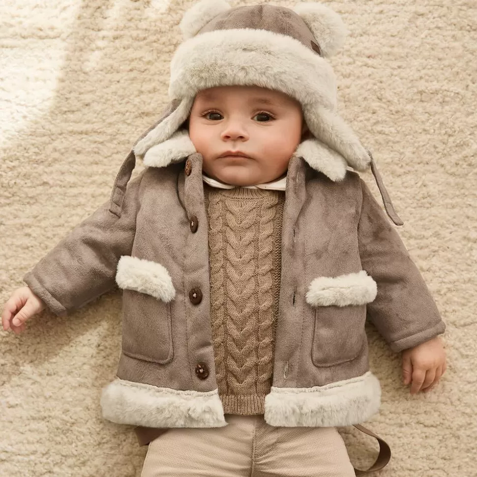 Mayoral Newborn Beige Faux Suede Baby Coat^ Coats & Jackets
