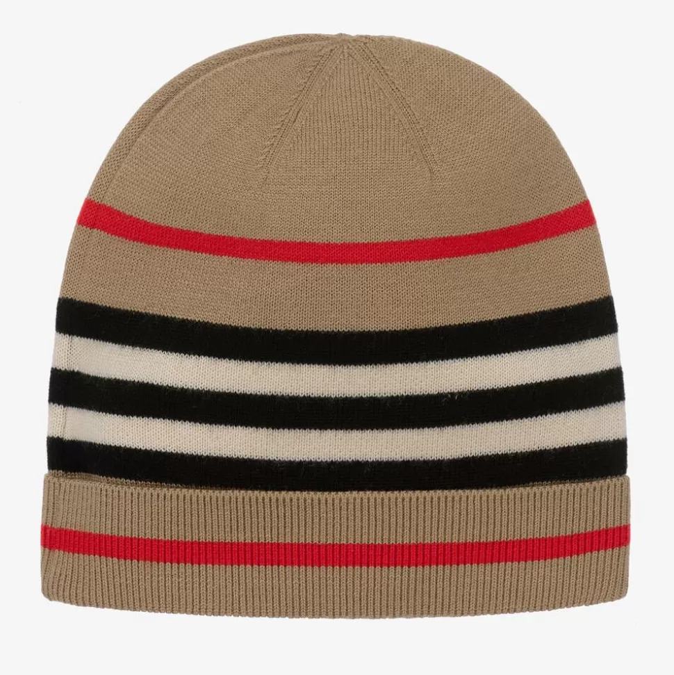 Burberry Beige Icon Stripe Beanie^ Hats