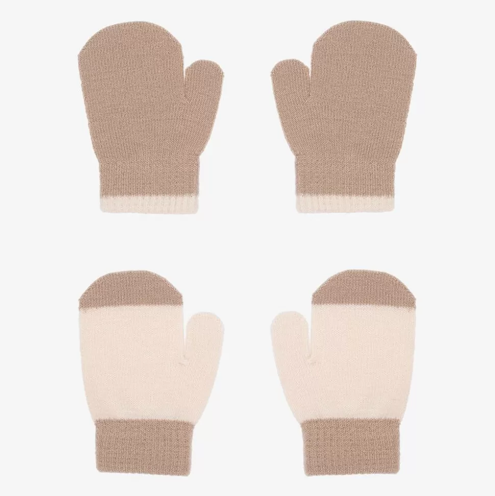 Molo Beige Knitted Baby Mittens (2 pack)^BOY Gloves & Mittens | Gloves & Mittens
