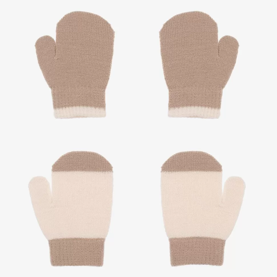 Molo Beige Knitted Baby Mittens (2 pack)^BOY Gloves & Mittens | Gloves & Mittens