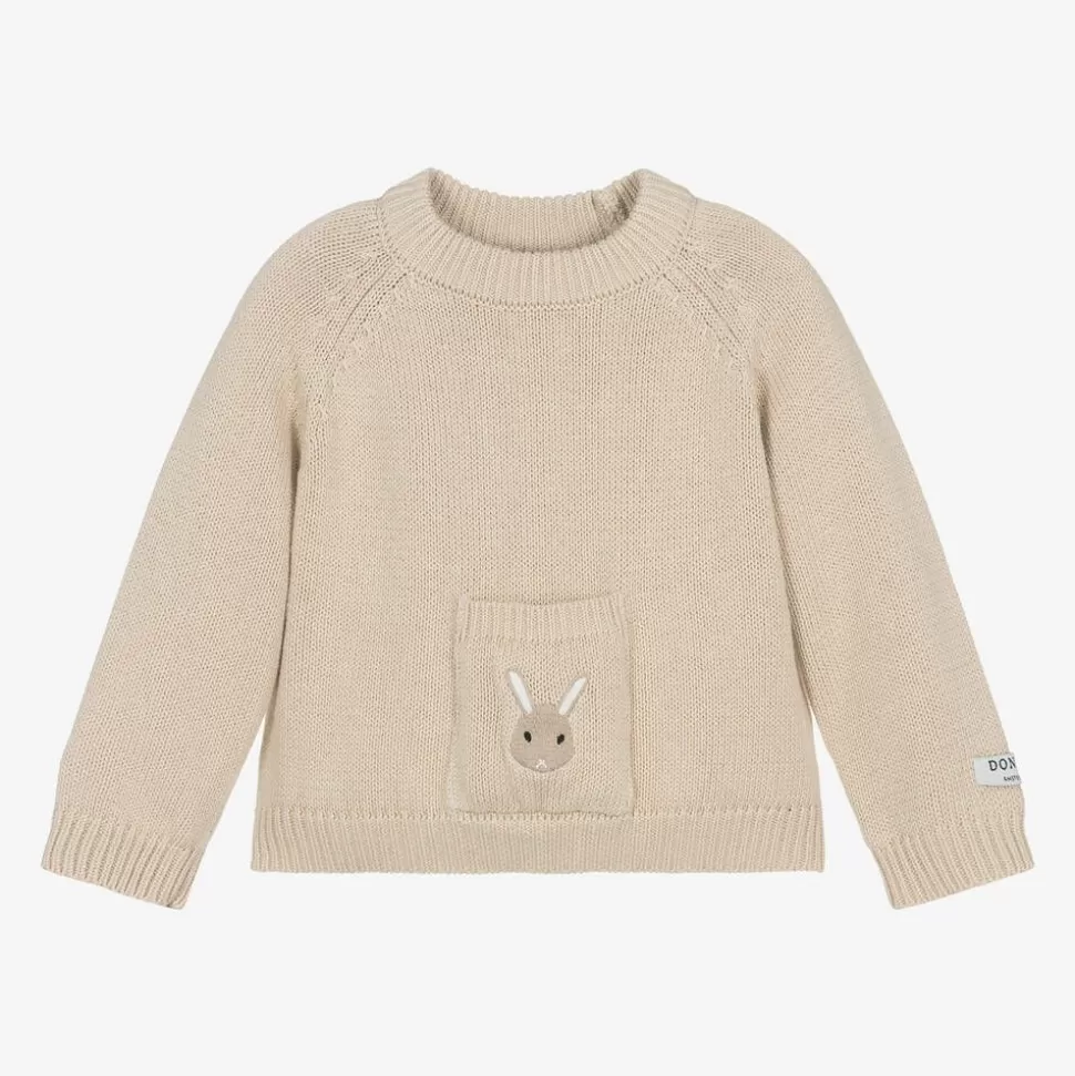 Donsje Beige Knitted Cotton Bunny Sweater^BOY Tops
