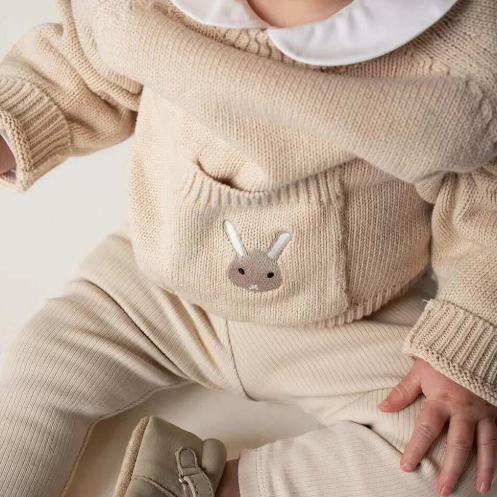 Donsje Beige Knitted Cotton Bunny Sweater^BOY Tops