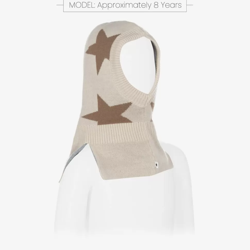 Molo Beige Knitted Star Balaclava^ Hats