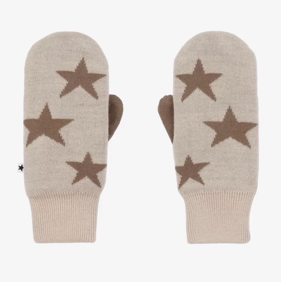 Molo Beige Knitted Star Mittens^BOY Gloves & Mittens | Gloves & Mittens