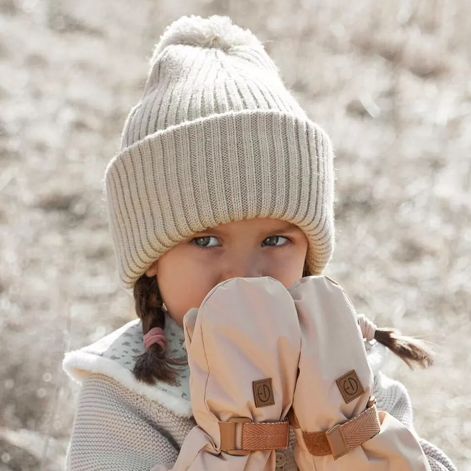 Elodie Beige Knitted Wool Pom-Pom Hat^ Hats