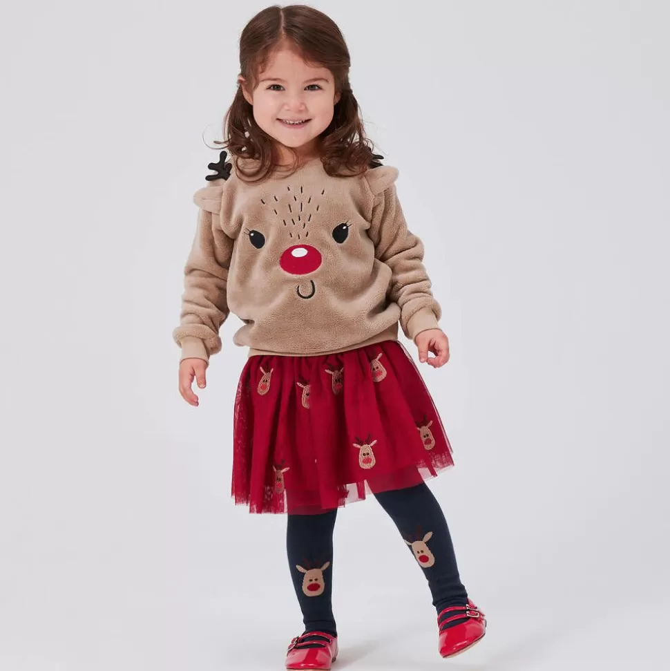 NAME IT Beige Reindeer Fleece Sweatshirt^ Tops