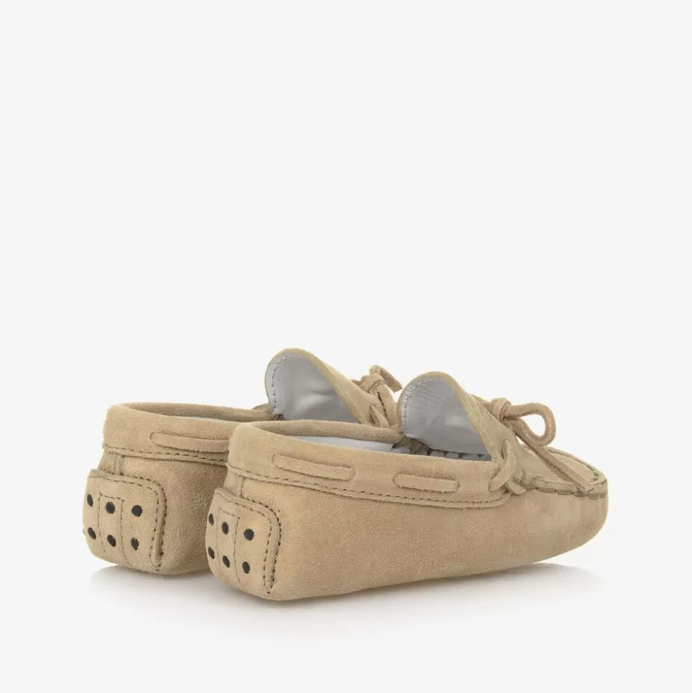 Tods Beige Suede Leather Pre-Walker Moccasins^BOY Loafers & Moccasins | Loafers & Moccasins