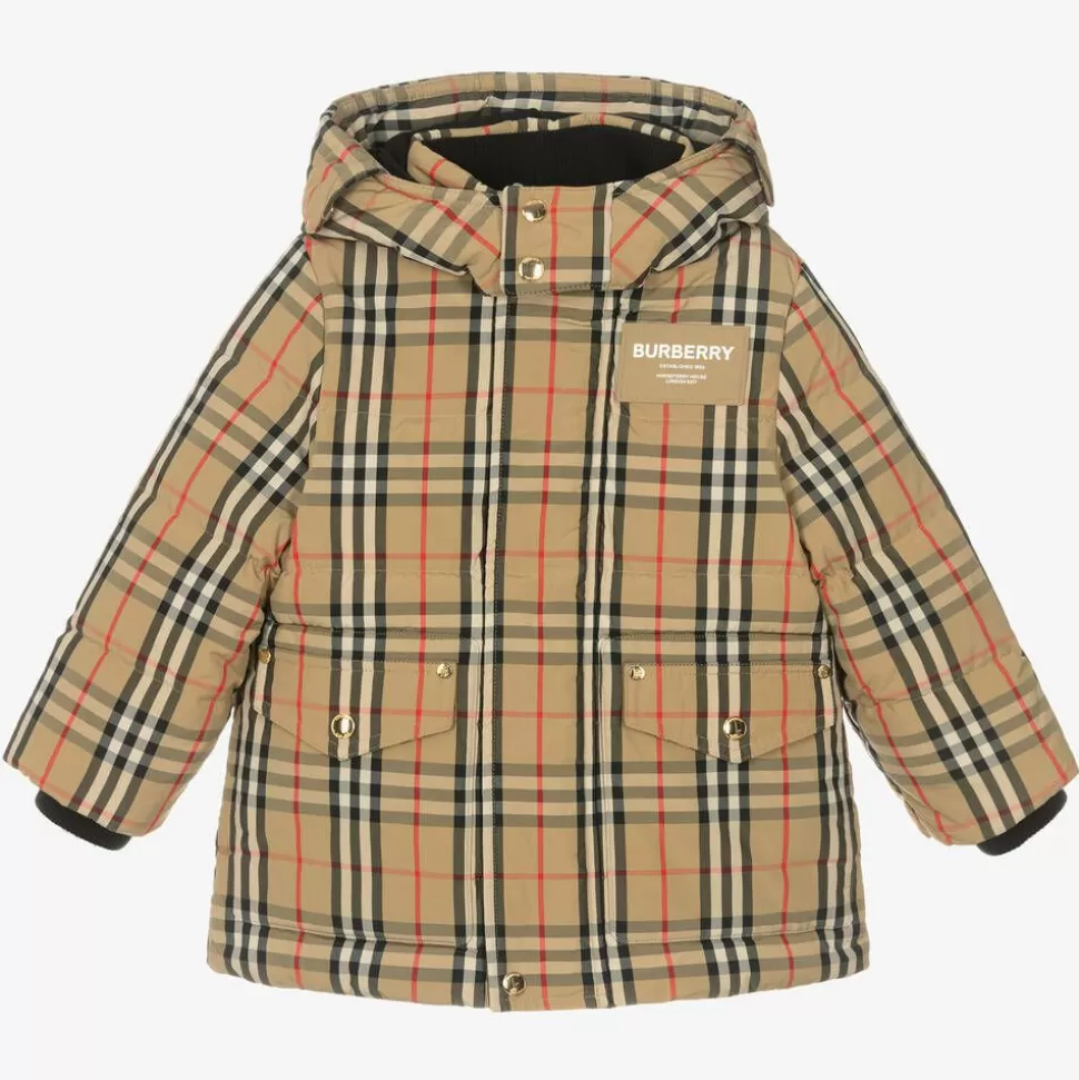 Burberry Beige Vintage Check Down Coat^BOY Coats & Jackets | Coats & Jackets