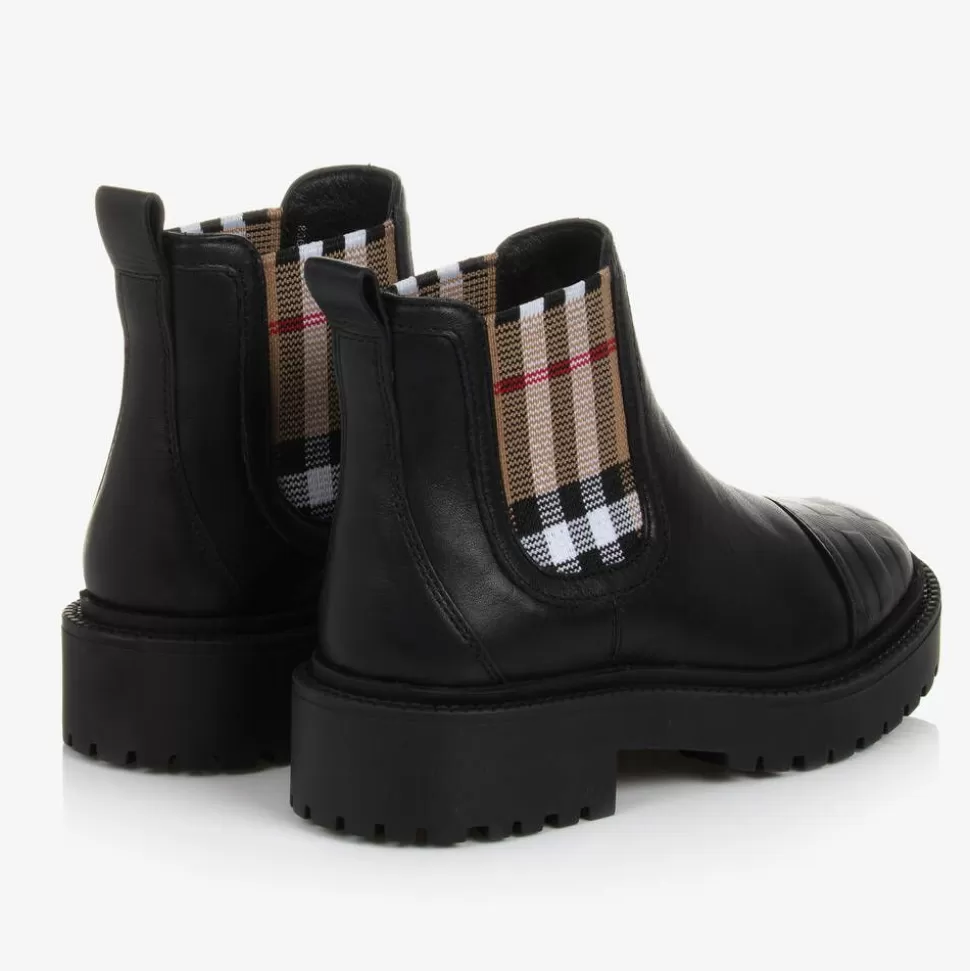 Burberry Black & Beige Vintage Check Chelsea Boots^BOY Boots