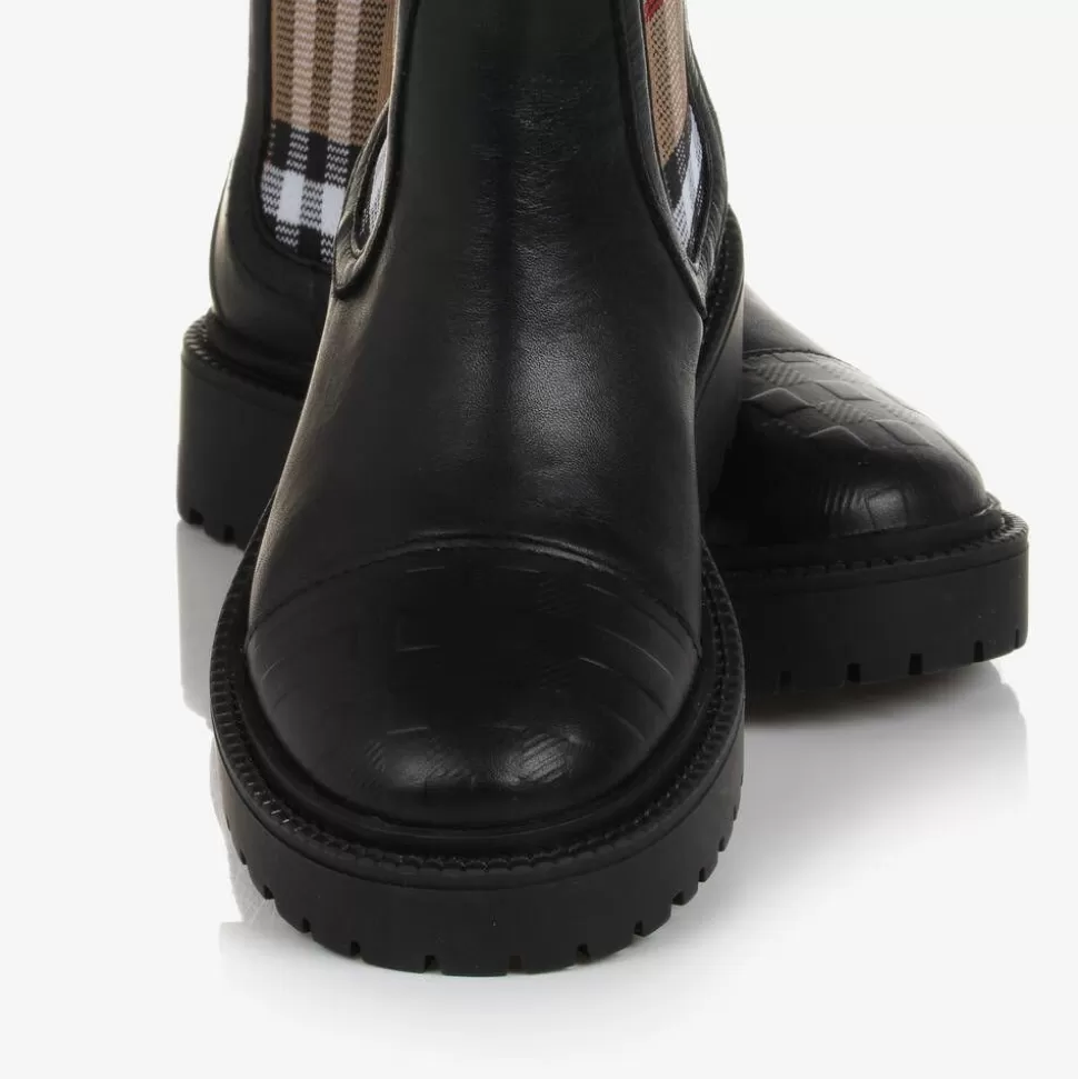 Burberry Black & Beige Vintage Check Chelsea Boots^BOY Boots