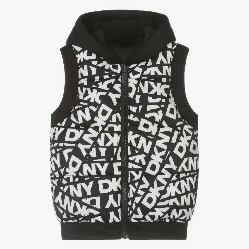 DKNY Black & White Reversible Hooded Gilet^ Coats & Jackets