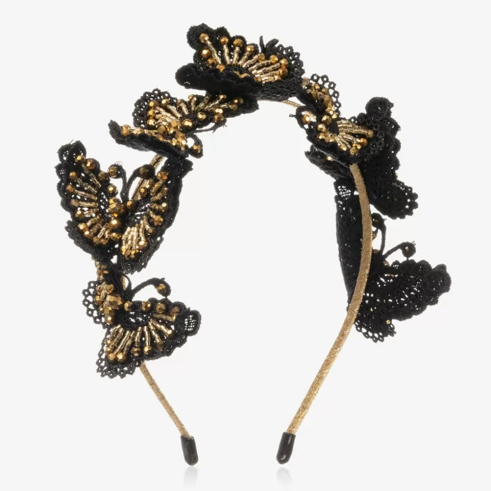 Sienna Likes To Party Black & Gold Butterfly Hairband^ Hair Accessories