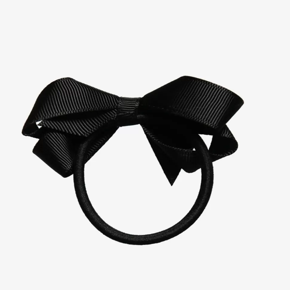 Peach Ribbons Black Bow Hair Elastic (7cm)^ Hair Accessories