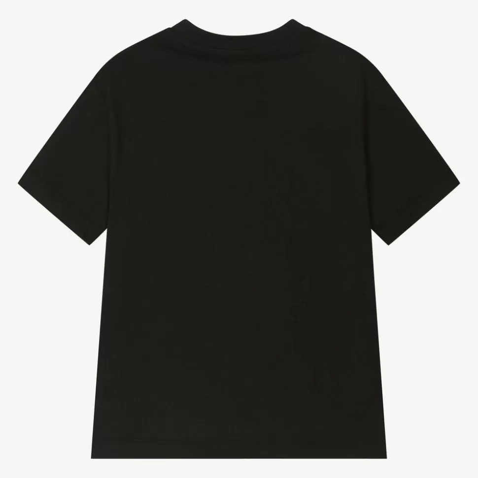MSGM Black Cotton Brushstroke Logo T-Shirt^ Tops