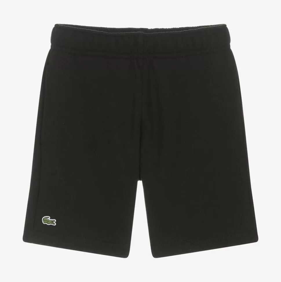 Lacoste Black Cotton Crocodile Shorts^BOY Shorts