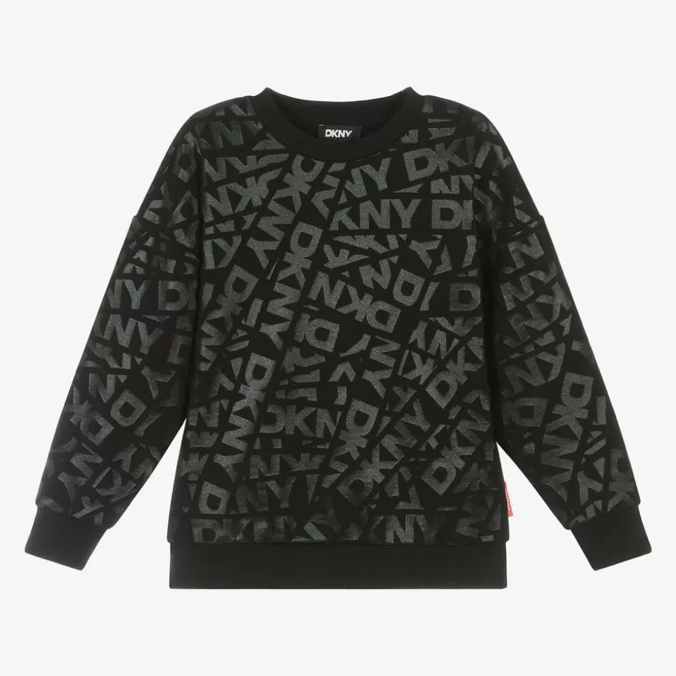 DKNY Black Cotton Jacquard Sweatshirt^BOY Tops | Tops