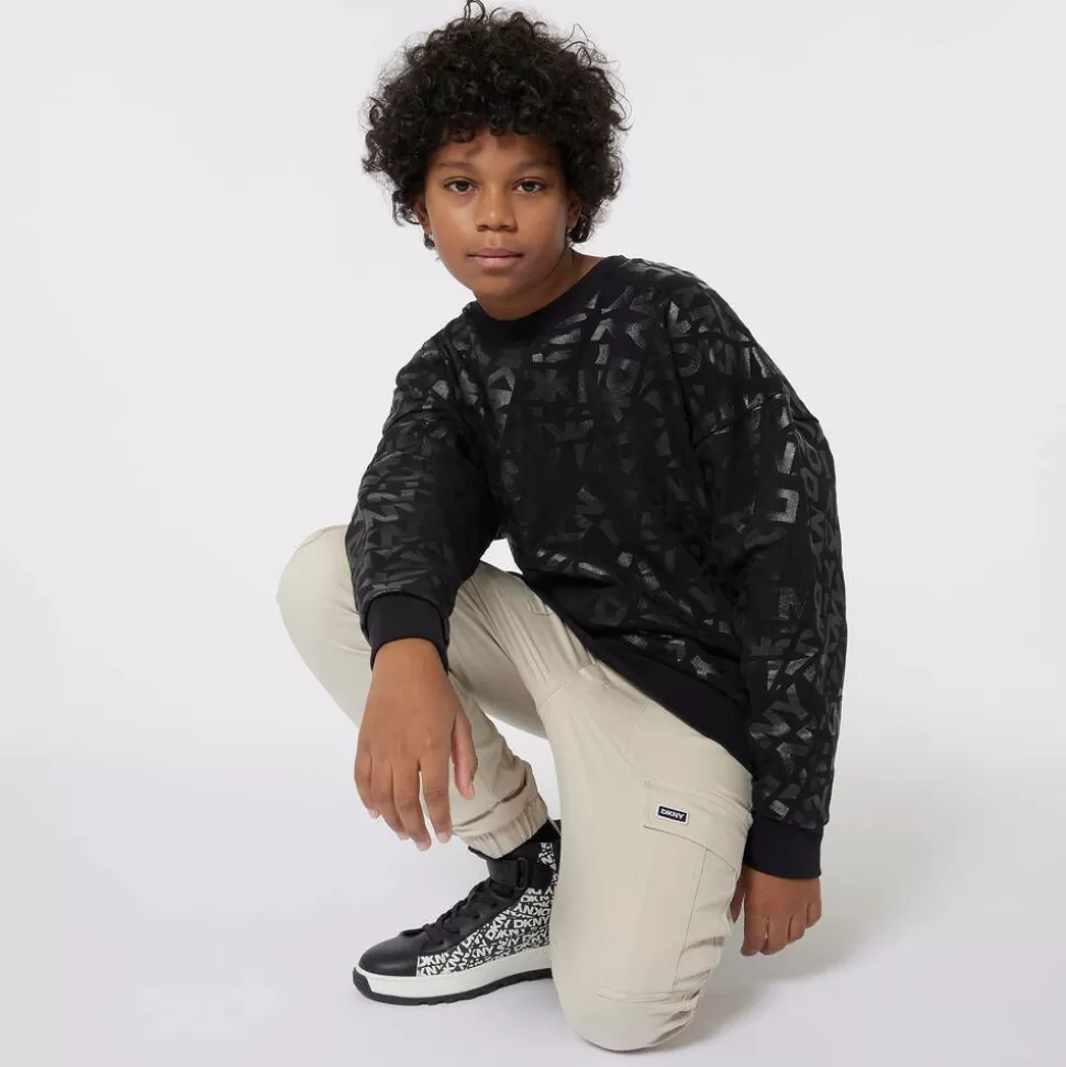 DKNY Black Cotton Jacquard Sweatshirt^BOY Tops | Tops