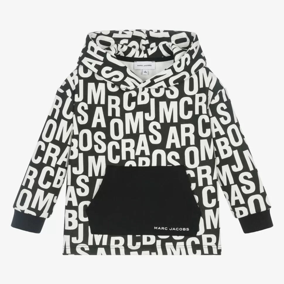 MARC JACOBS Black Cotton Jumbled Logo Hoodie^BOY Tops