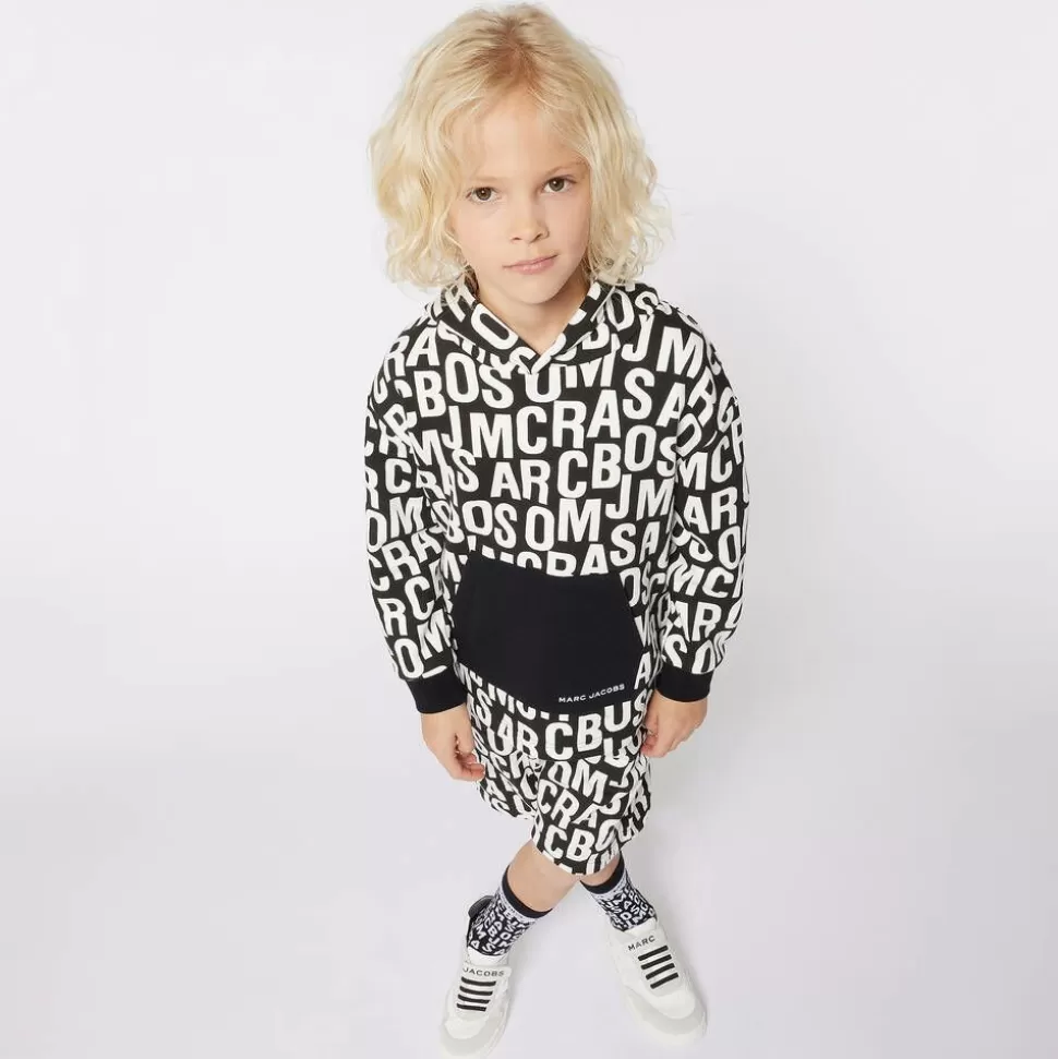 MARC JACOBS Black Cotton Jumbled Logo Hoodie^BOY Tops