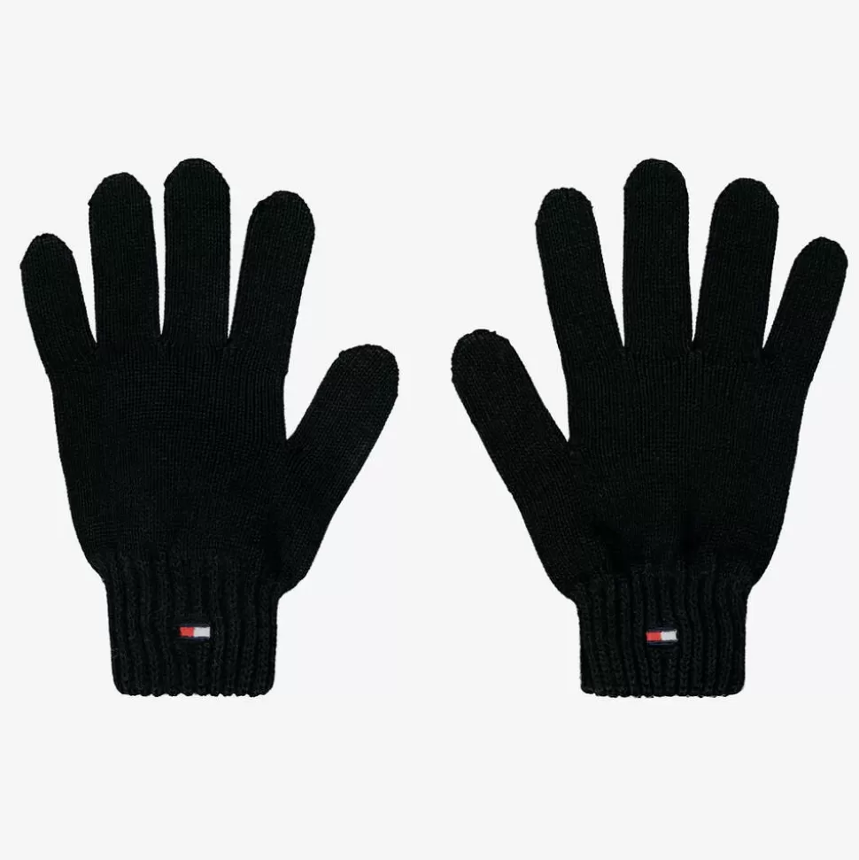 Tommy Hilfiger Black Cotton Knit Flag Gloves^BOY Gloves & Mittens | Gloves & Mittens