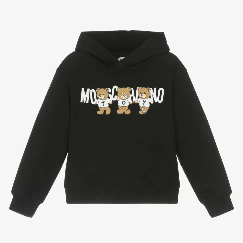 Moschino Kid-Teen Black Cotton Teddy Bear Hoodie^ Tops
