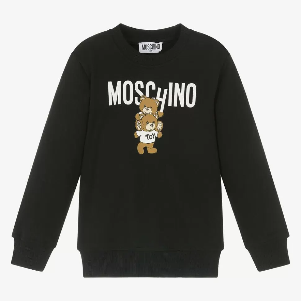 Moschino Kid-Teen Black Cotton Teddy Bear Sweatshirt^BOY Tops