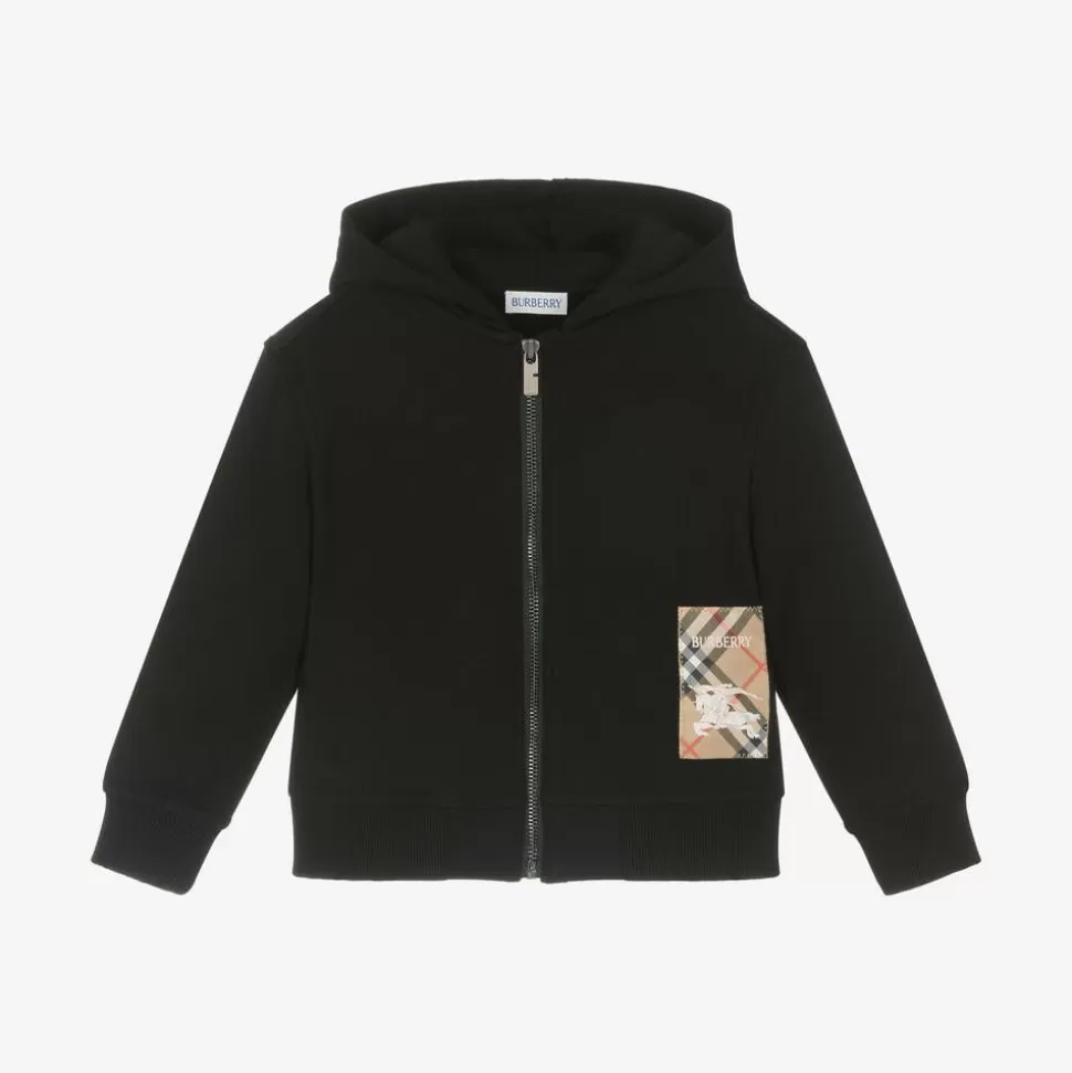 Burberry Black Cotton Zip-Up Top^BOY Tops