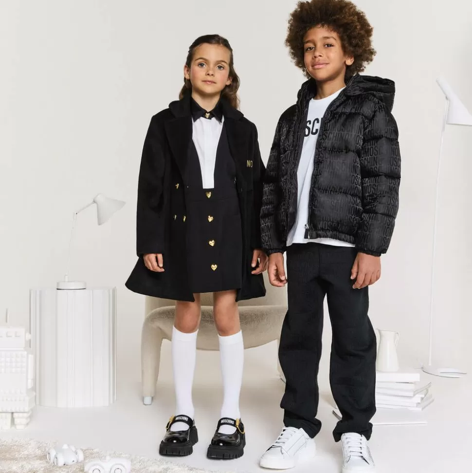 Moschino Kid-Teen Black Hooded Puffer Jacket^BOY Coats & Jackets
