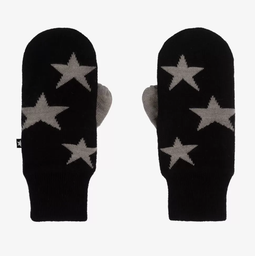 Molo Black Knitted Star Mittens^BOY Gloves & Mittens | Gloves & Mittens