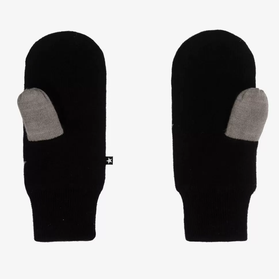 Molo Black Knitted Star Mittens^BOY Gloves & Mittens | Gloves & Mittens