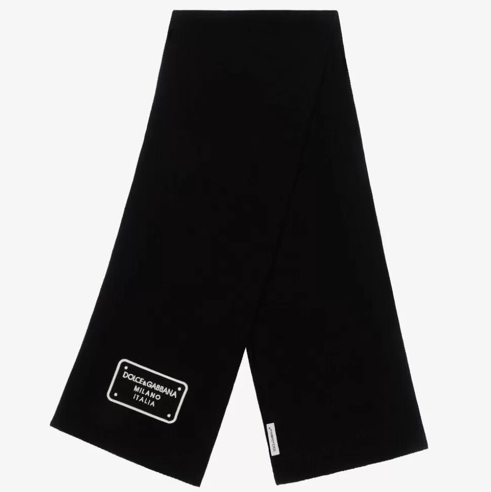Dolce amp; Gabbana Black Knitted Wool Scarf^BOY Scarves | Scarves