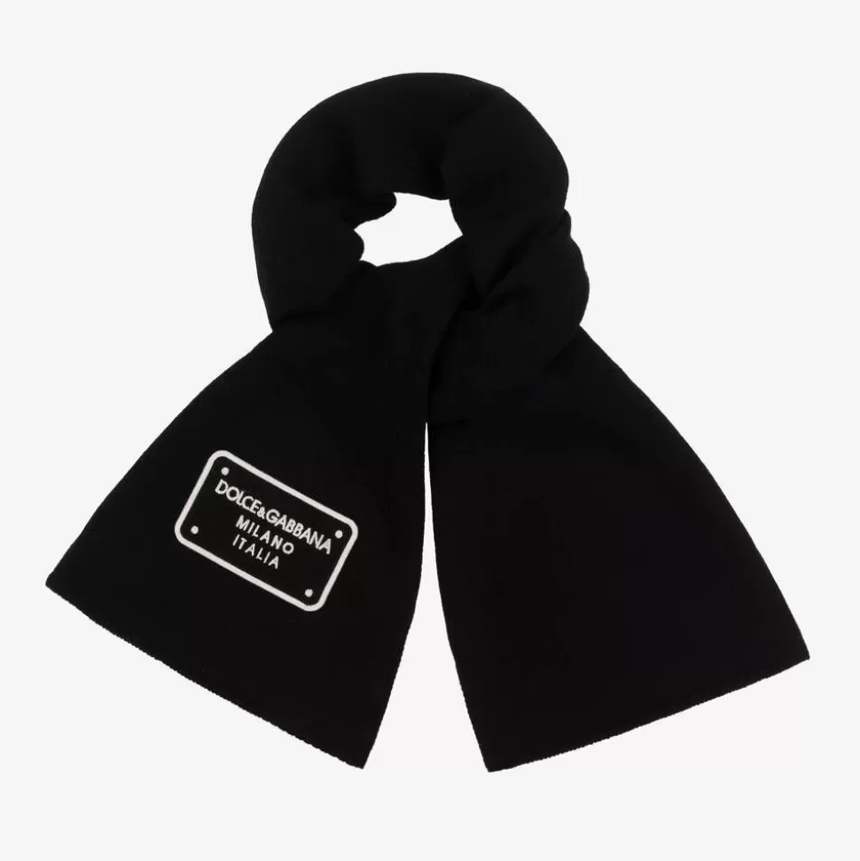 Dolce amp; Gabbana Black Knitted Wool Scarf^BOY Scarves | Scarves