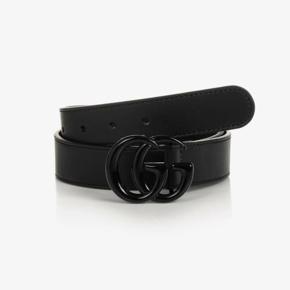 Gucci Black Leather Double G Belt^BOY Clothing Accessories | Clothing Accessories