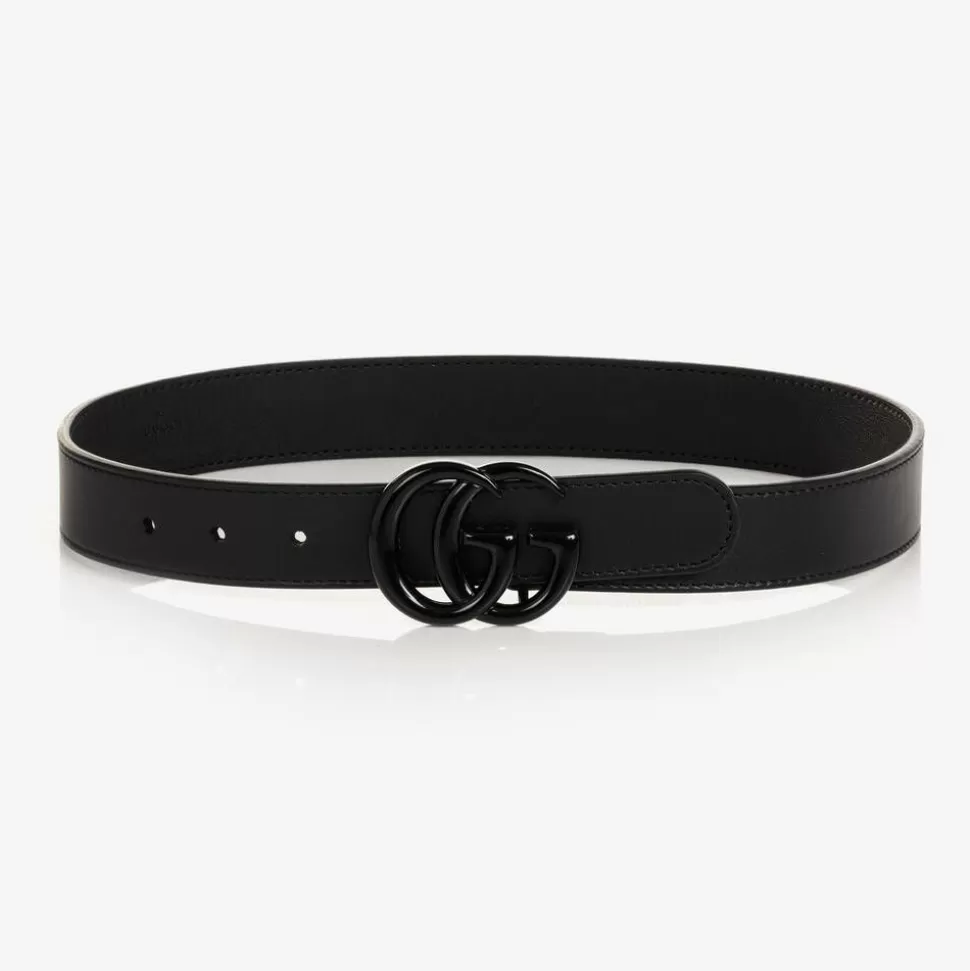 Gucci Black Leather Double G Belt^BOY Clothing Accessories | Clothing Accessories