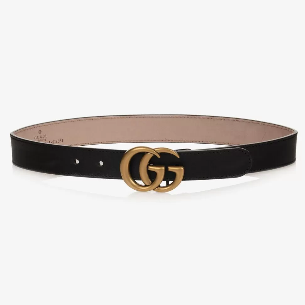 Gucci Black Leather GG Belt^BOY Clothing Accessories | Clothing Accessories