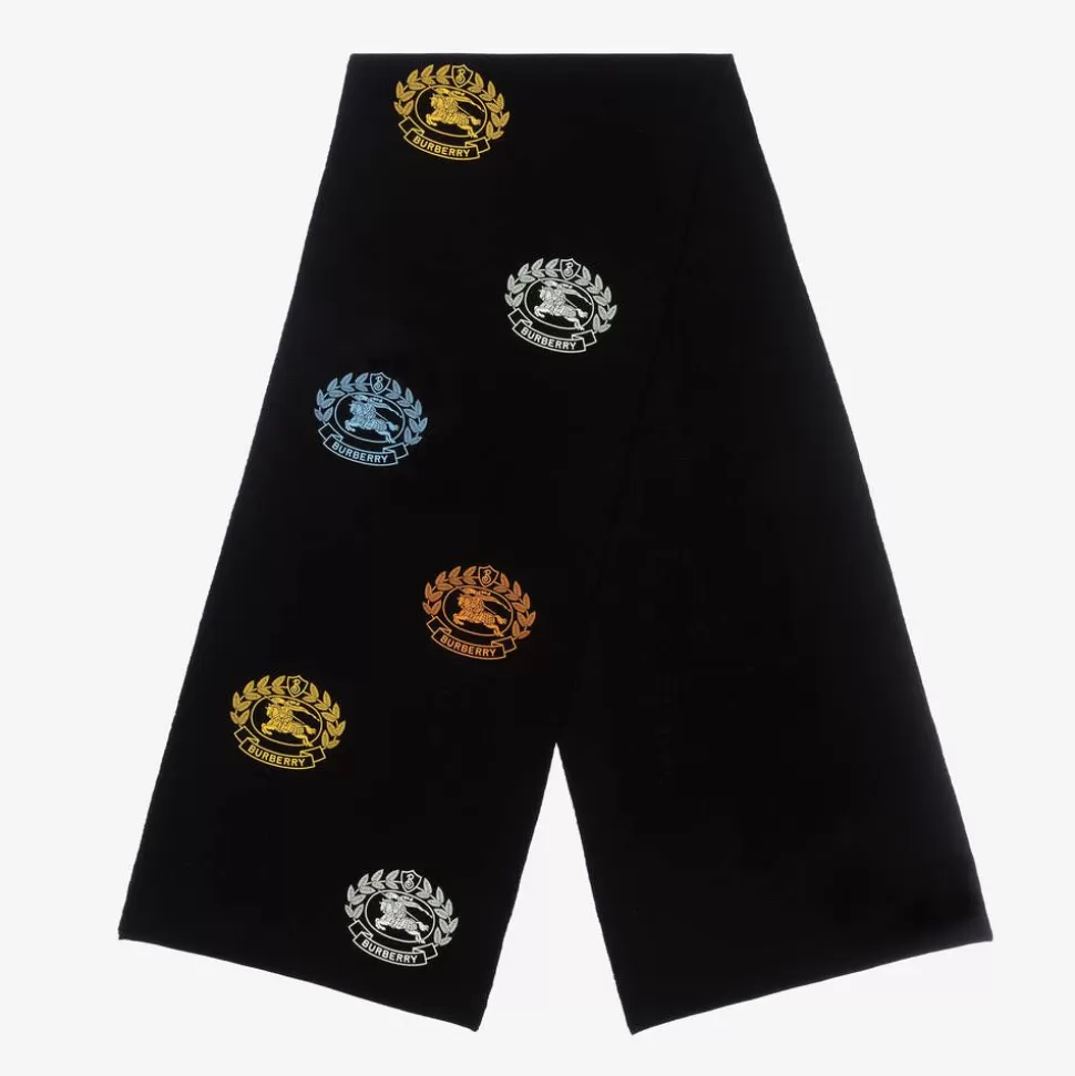 Burberry Black Merino Wool Scarf (128cm)^BOY Scarves | Scarves