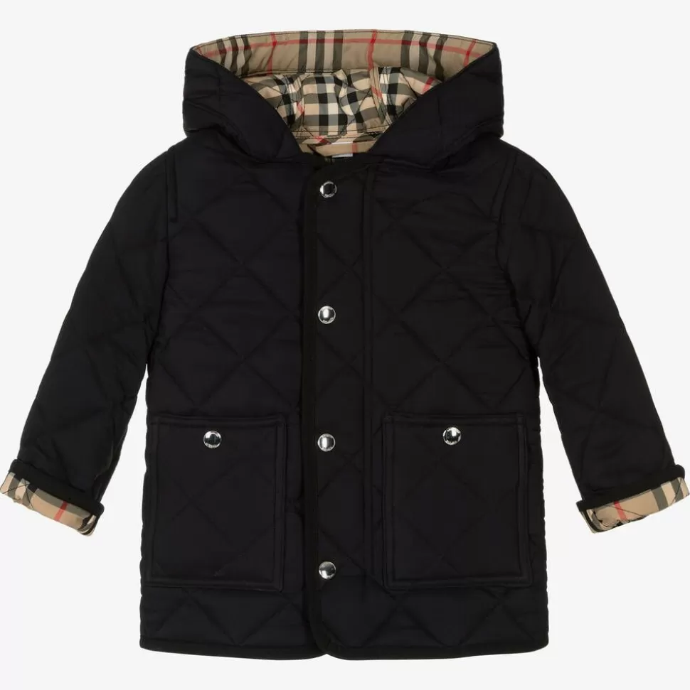 Burberry Black Quilted Vintage Check Baby Coat^BOY Coats & Jackets | Coats & Jackets