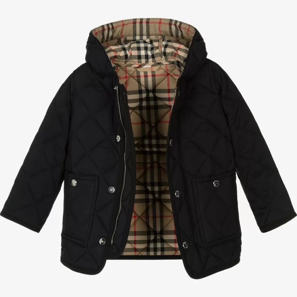 Burberry Black Quilted Vintage Check Baby Coat^BOY Coats & Jackets | Coats & Jackets