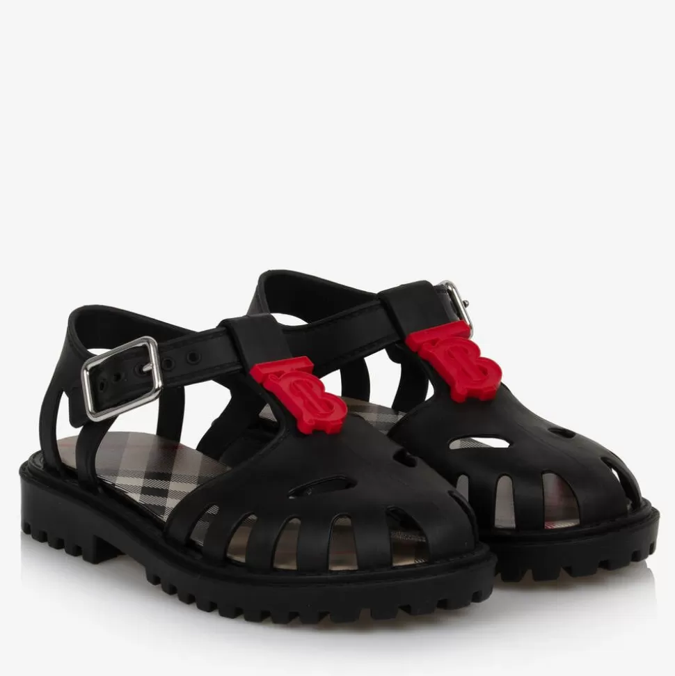 Burberry Black TB Monogram Jelly Shoes^BOY Sandals