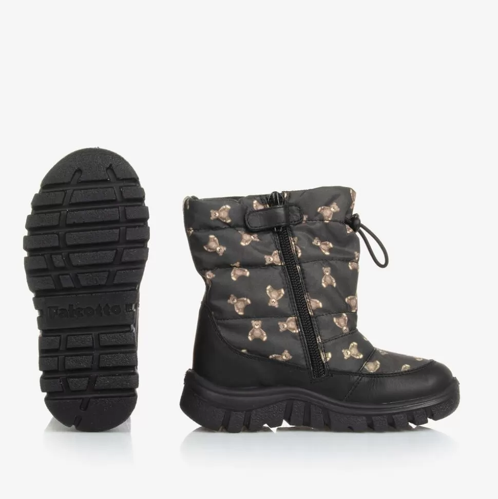 Falcotto by Naturino Black Teddy Bear Print Snow Boots^BOY Snow Boots | Snow Boots