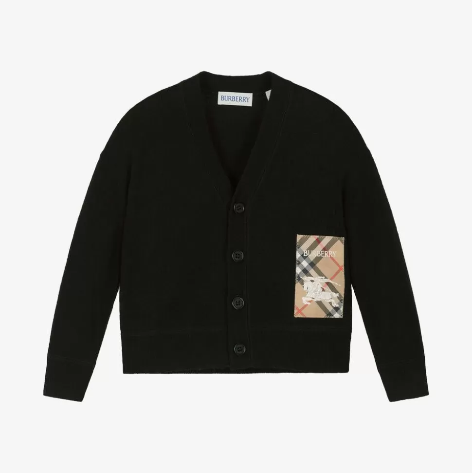 Burberry Black Wool Knit Baby Cardigan^BOY Tops