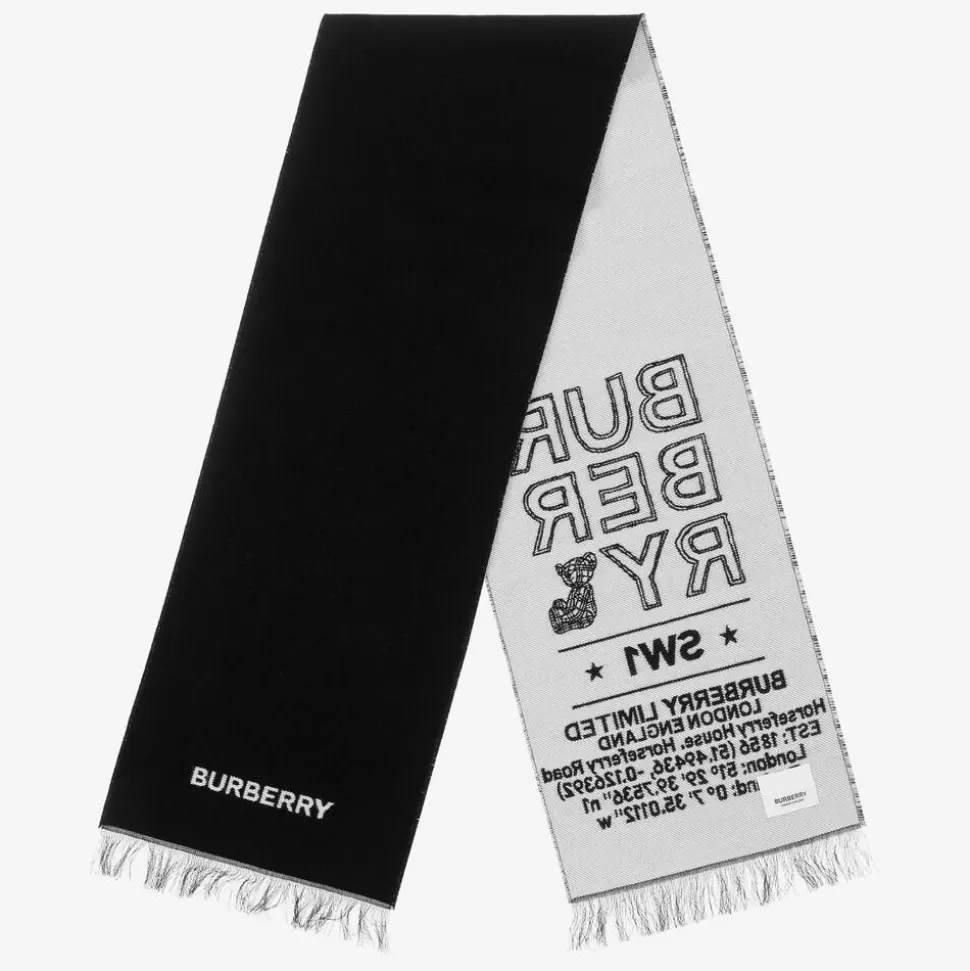 Burberry Black Wool Logo Scarf (127cm)^BOY Scarves | Scarves