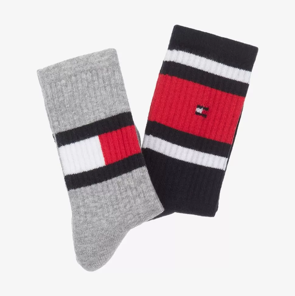 Tommy Hilfiger Blue & Grey Cotton Sports Socks (2 Pack)^BOY Socks