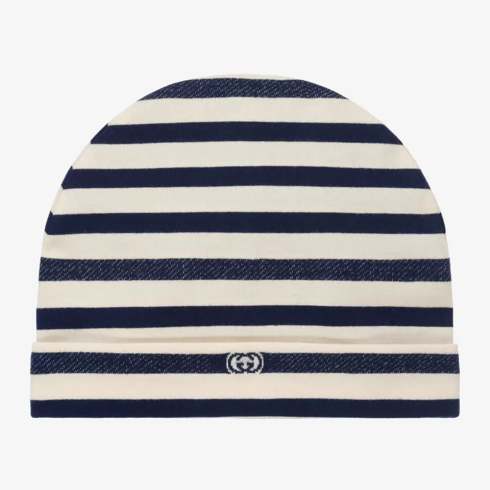 Gucci Blue & Ivory Striped Baby Hat^ Hats