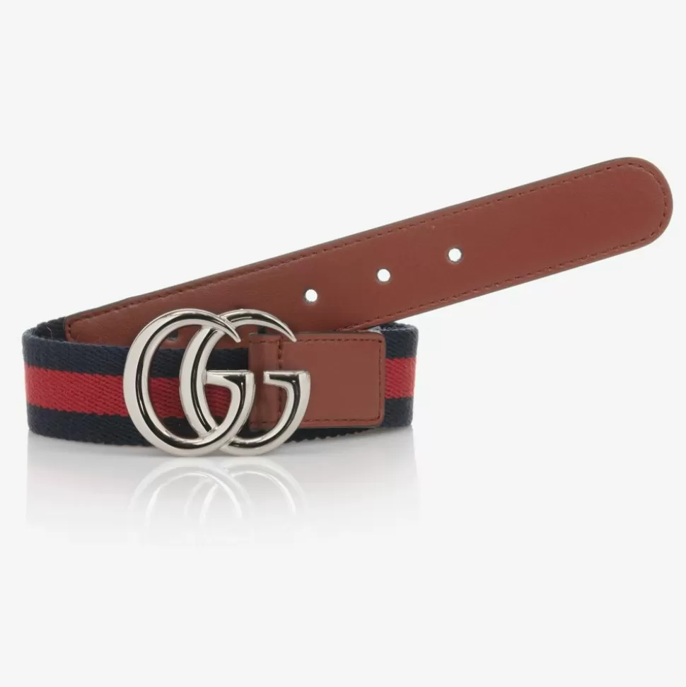 Gucci Blue & Red Web Double G Belt^BOY Clothing Accessories | Clothing Accessories